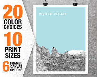 Colorado Springs CO City Skyline Colorado Poster Art Print Item T5334