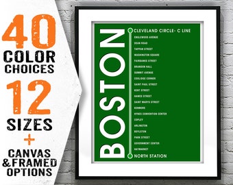 Boston T Green C Line Poster Art Print Subway Station Cleveland Circle Lechmere Item T2100