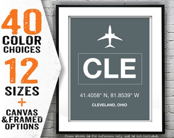 CLE Cleveland Hopkins International Airport Aviation Poster Art Print Ohio Item T4222