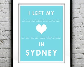 Sydney Australia - I Left My Heart In Sydney - Poster Art Print Australia Item T5549