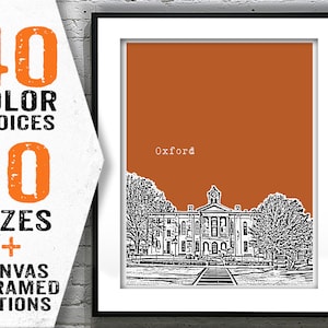 Oxford Mississippi Poster Art Print Skyline Item T2670