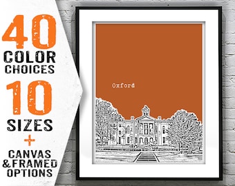 Oxford Mississippi Poster Art Print Skyline Item T2670