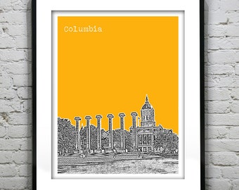 Columbia Missouri Skyline Art Print Poster MO Item T4184