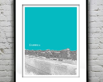 Nassau Bahamas Skyline Poster Print Art Version 1