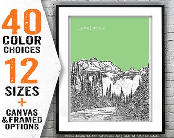 Revelstock BC Canada Ski Skiing Poster Art Skyline Print Item T4851