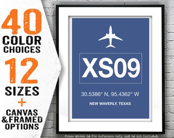 XS09 Waverly Texas Airport Aviation Poster Art Print Texas Item T4978