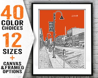 Ames Iowa Poster Art Print Downtown IA Item T3020