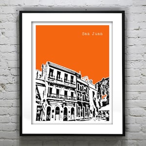 San Juan Puerto Rico Skyline Poster Old San Juan Art Print Item T4291