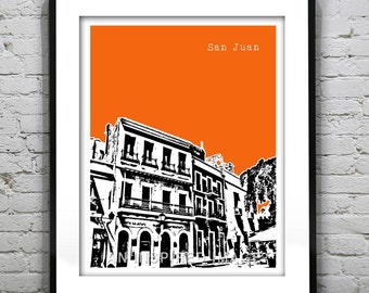 San Juan Puerto Rico Skyline Poster Old San Juan Art Print Item T4291