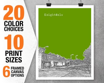 Knightdale North Carolina Skyline Poster Art Print NC Item T5360