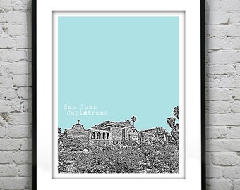 San Juan Capistrano California Poster Art Skyline Print CA Item T4296