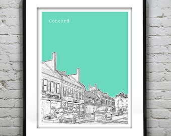 Concord Skyline Poster Art Print Massachusetts MA Item T4611