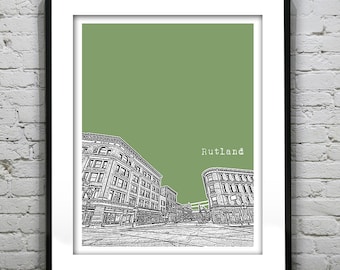 Rutland Vermont Skyline Poster Art Print VT