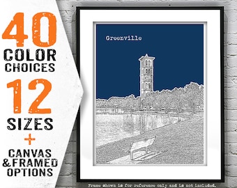 Greenville South Carolina Skyline Poster Art Print Item T3025