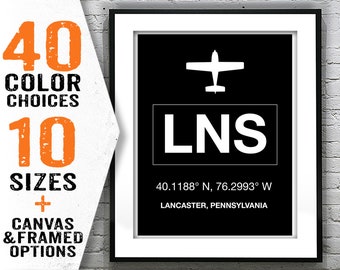 LNS Lancaster Airport Aviation Poster Art Print Pennsylvania Item T2663