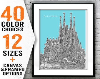 Barcelona Poster Sagrada Família Spain Art Print Skyline Item T2565