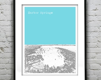 Harbor Springs Skyline Poster Art Print Michigan MI