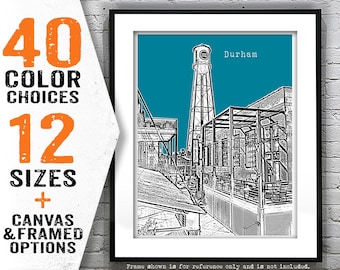 Durham North Carolina Poster Art Print City Skyline NC Item T5235