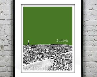 Zurich Switzerland Poster City Skyline Art Print