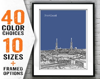 Portland Oregon Skyline Poster Art Print Oregon OR Item T1623