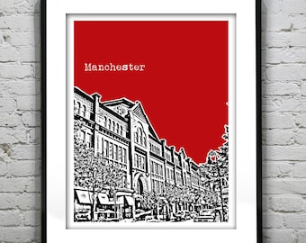 Manchester New Hampshire Poster Print Art Skyline NH Item T4615