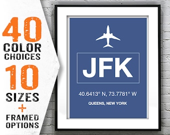 JFK International Airport Aviation Poster Art Print Queens New York Item T1970