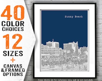 Sunny Beach Skyline Poster Art Print Burgaria Item T3077