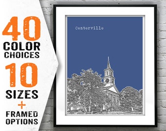 Centerville Massachusetts Skyline Poster Art Print MA Item T1684