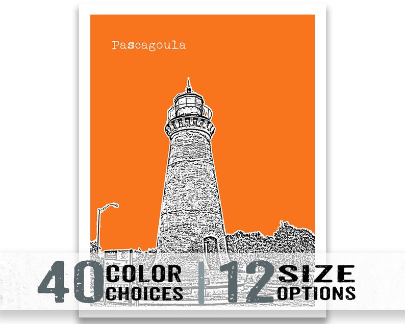 Pascagoula Mississippi Poster Art Print Skyline MS Item T2774 Etsy