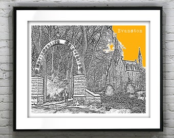 Evanston Illinois Poster Print City Skyline Art IL Item T4349