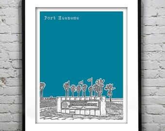 Port Hueneme California Skyline Poster Print Art California CA Item T2676