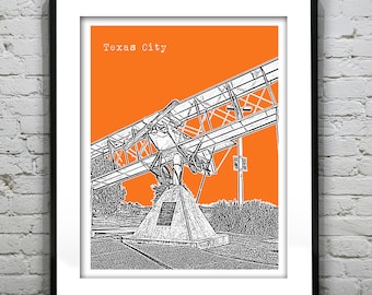 Texas City Skyline Poster Art Print Texas TX Version 1