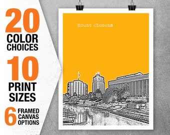 Mount Clemens Michigan Skyline Art Print Poster MI Item T5490