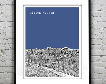 Milton Keynes Skyline Poster Art Print England UK