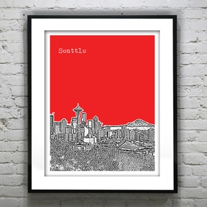 Seattle Skyline Poster Art Print Washington WA Space Needle Item T2405