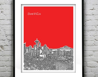 Seattle Skyline Poster Art Print Washington WA Space Needle Item T2405