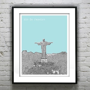 Rio de Janeiro Poster Print City Skyline Art Brazil Christ the Redeemer Version 3