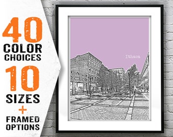 Ithaca New York Poster Print Art Skyline  NY Item T1842