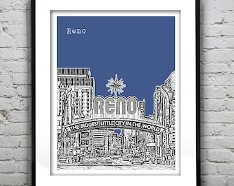 Reno Nevada Art Print Poster The Biggest Little City in the World