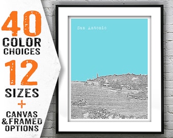 San Antonio Chile Poster Print Skyline Art South America Item T2934