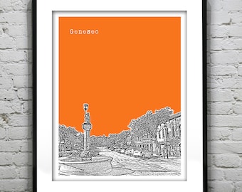 Geneseo New York Skyline Poster Art Print New York NY V1