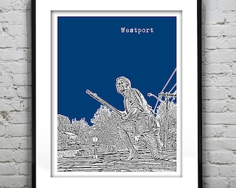Westport Connecticut Poster Print Art Skyline  CT Version 2