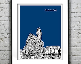 Florence Italy Poster Tuscany Art Print Skyline Version 3