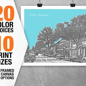 New Canaan Connecticut Poster Print Art Skyline CT Item T5404