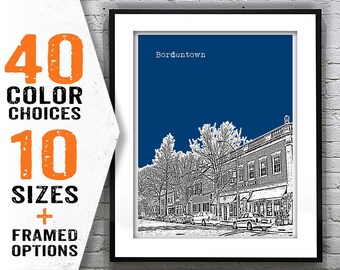 Bordentown New Jersey Poster Print Art  NJ Skyline Item T2074