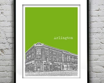 Arlington Massachusetts Skyline Poster Art Print  Capital Theater MA Item T2085