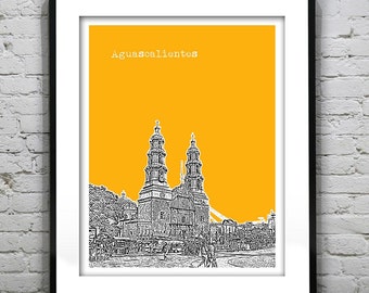 Aguascalientes Mexico Skyline Poster Art Print Version 1