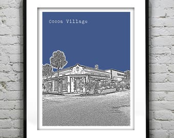 Cocoa Village Florida Skyline Poster Art Print Item T1043