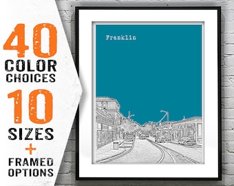 Franklin Massachusetts Skyline Poster Art Print MA Item T2138