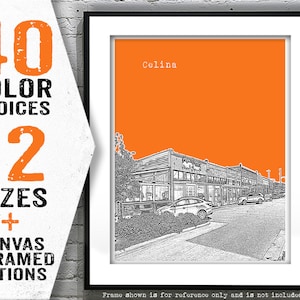 Celina Texas Poster skyline Art Print TX Item T5140